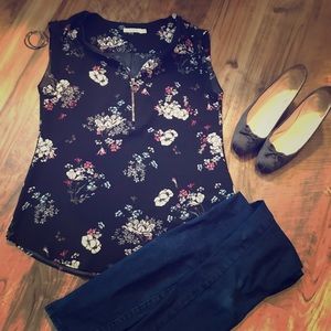 2 for $30! Zipper front cap sleeve blouse